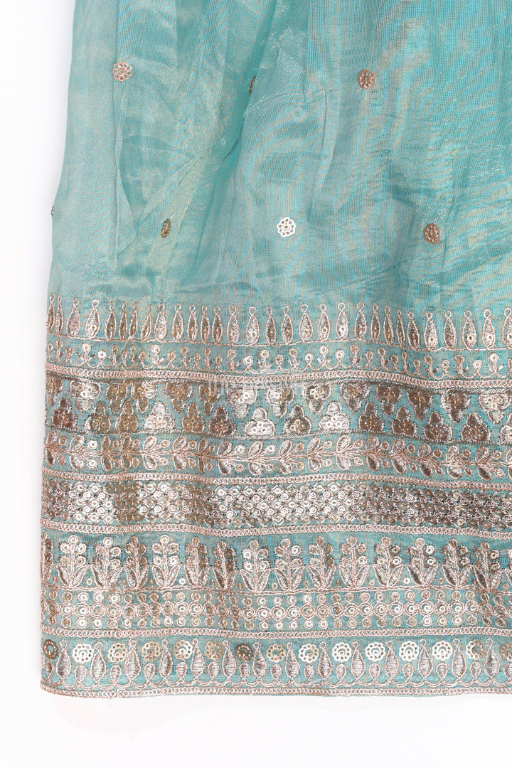 The Nesavu Girls Churidar Sets Elegant Churidar Sleeves Kurta Set for Girls with Shimmering Chinon Silk and Embellished Dupatta Nesavu Nesavu Elegant Churidar Sleeves Kurta Set Girls Shimmering Chinon Silk Embellished Dupatta