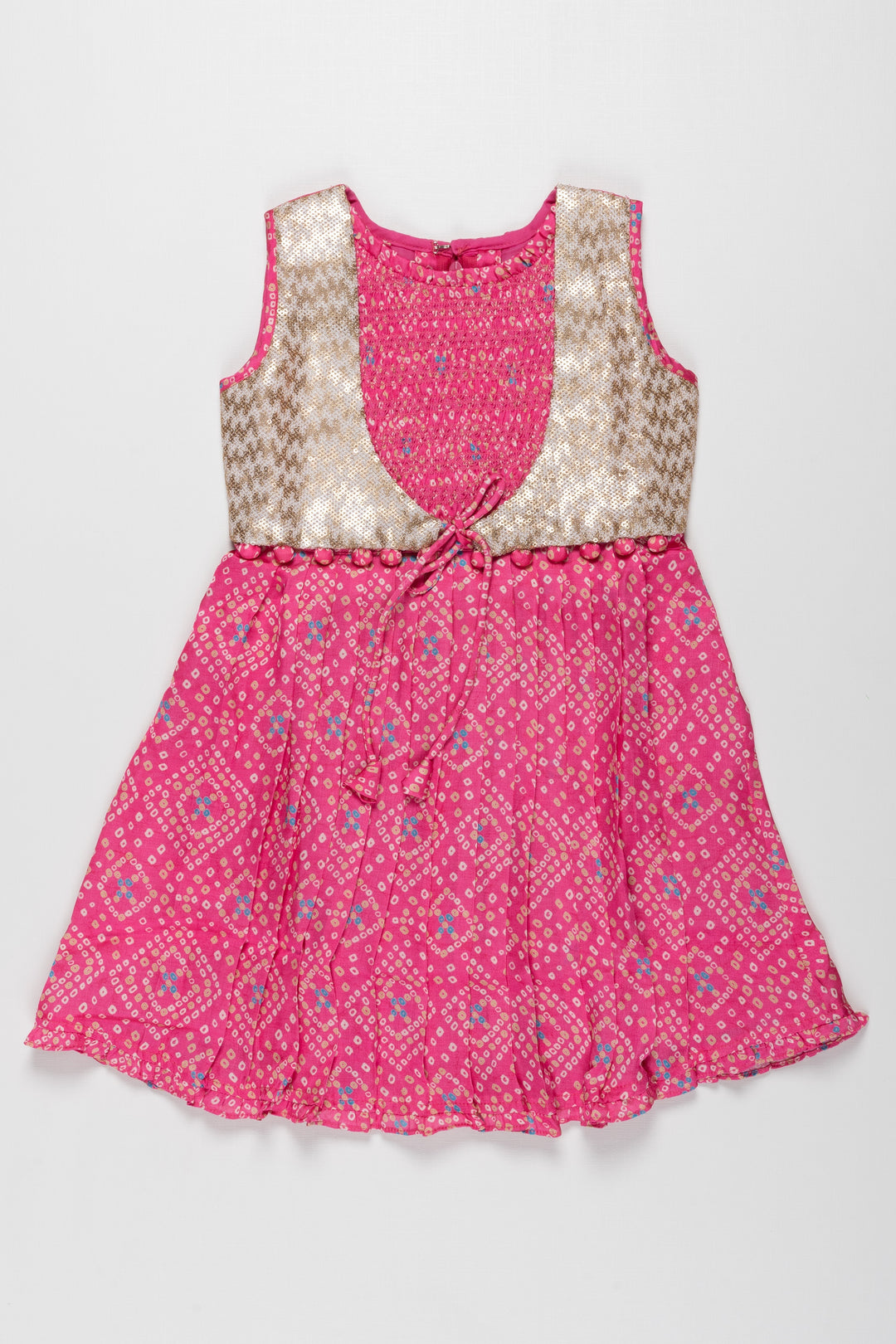 The Nesavu Girls Cotton Frock Elegant Cotton Frock for Girls with Sequined Accents - Perfect for Special Occasions Nesavu 22 (4Y) / Pink / Cotton GFC1320B-22 Buy Girls Special Occasion Cotton Frocks | Elegant Designs Online | The Nesavu