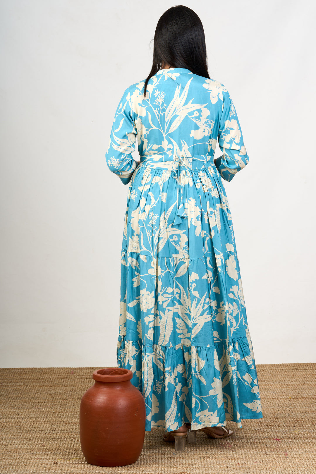 Crepe Birthday Dresses Women Floral Print Maxi-Length Flared Fit | The Nesavu The Nesavu Crepe Birthday Dresses Women Floral Print Maxi-Length Flared Fit | The Nesavu The Nesavu