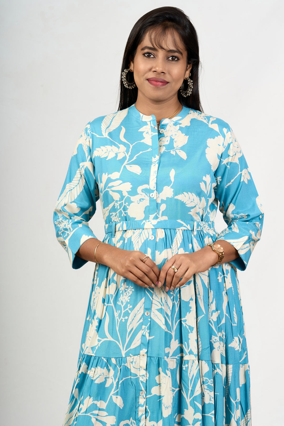 Crepe Birthday Dresses Women Floral Print Maxi-Length Flared Fit | The Nesavu The Nesavu Crepe Birthday Dresses Women Floral Print Maxi-Length Flared Fit | The Nesavu The Nesavu
