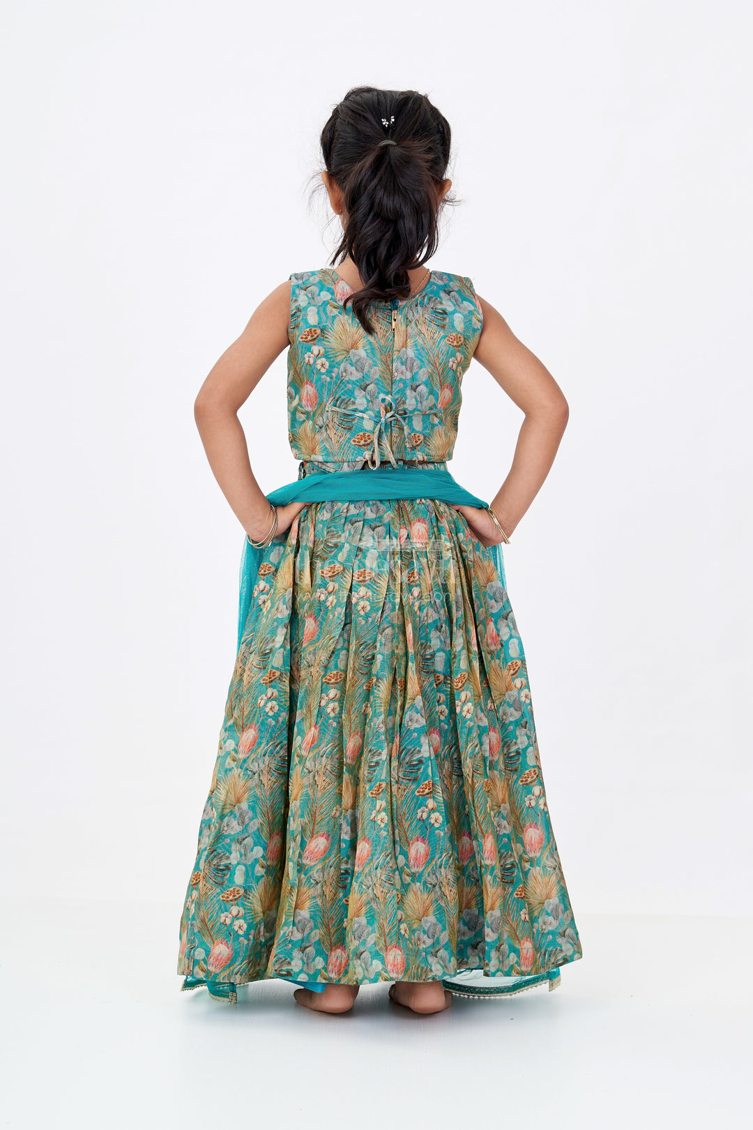 The Nesavu Girls Lehenga Choli Elegant Digital Print Lehenga for Girls with Shimmering Fabric and Embellished Choli Nesavu Nesavu Elegant Digital Print Lehenga Girls Shimmering Fabric Embellished Choli