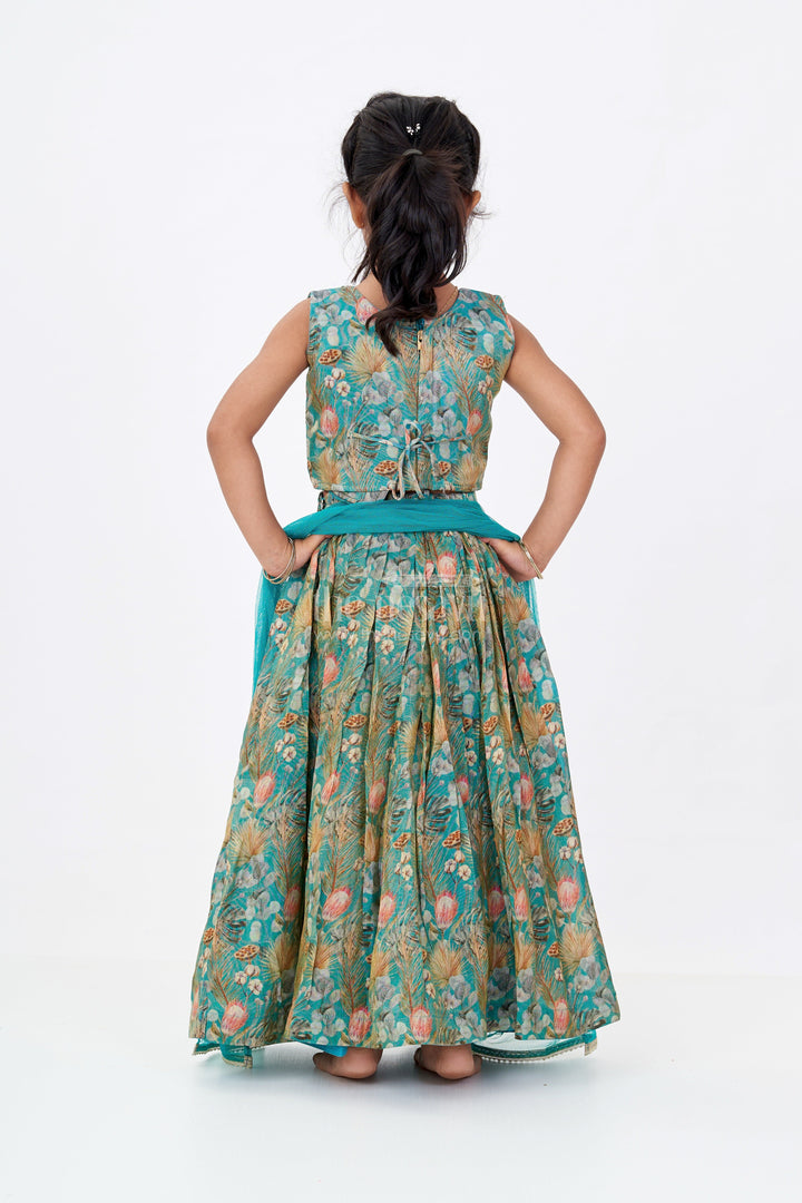 The Nesavu Girls Lehenga Choli Elegant Digital Print Lehenga for Girls with Shimmering Fabric and Embellished Choli Nesavu Nesavu Elegant Digital Print Lehenga Girls Shimmering Fabric Embellished Choli