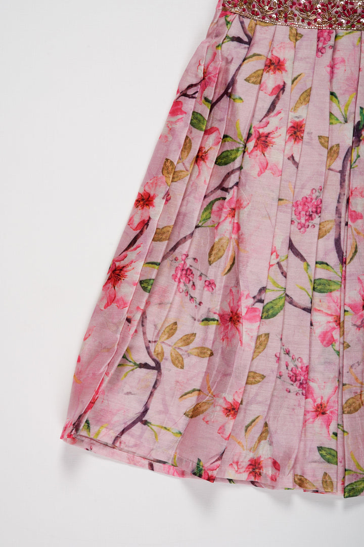 The Nesavu Girls Silk Gown Elegant Floral Anarkali Gown for Young Girls Nesavu Shop Girls Elegant Floral Anarkali Gown | Perfect for Special Occasions | The Nesavu