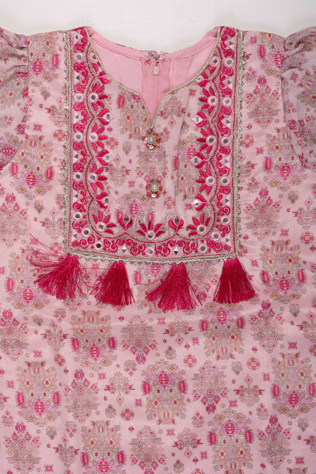 The Nesavu Girls Sharara / Plazo Set Elegant Floral Dhoti Pant Set with Embellished Dupatta for Girls Nesavu Girls Floral Dhoti Pant Set | Traditional Ethnic Wear | Embellished Dupatta | The Nesavu