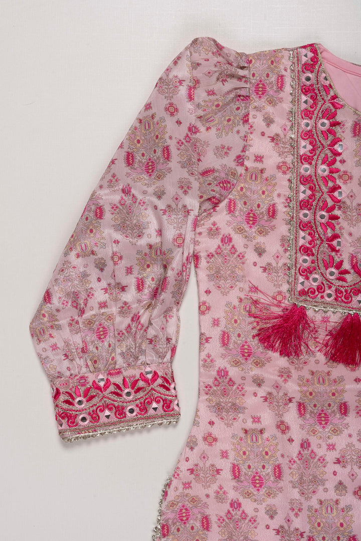 The Nesavu Girls Sharara / Plazo Set Elegant Floral Dhoti Pant Set with Embellished Dupatta for Girls Nesavu Girls Floral Dhoti Pant Set | Traditional Ethnic Wear | Embellished Dupatta | The Nesavu