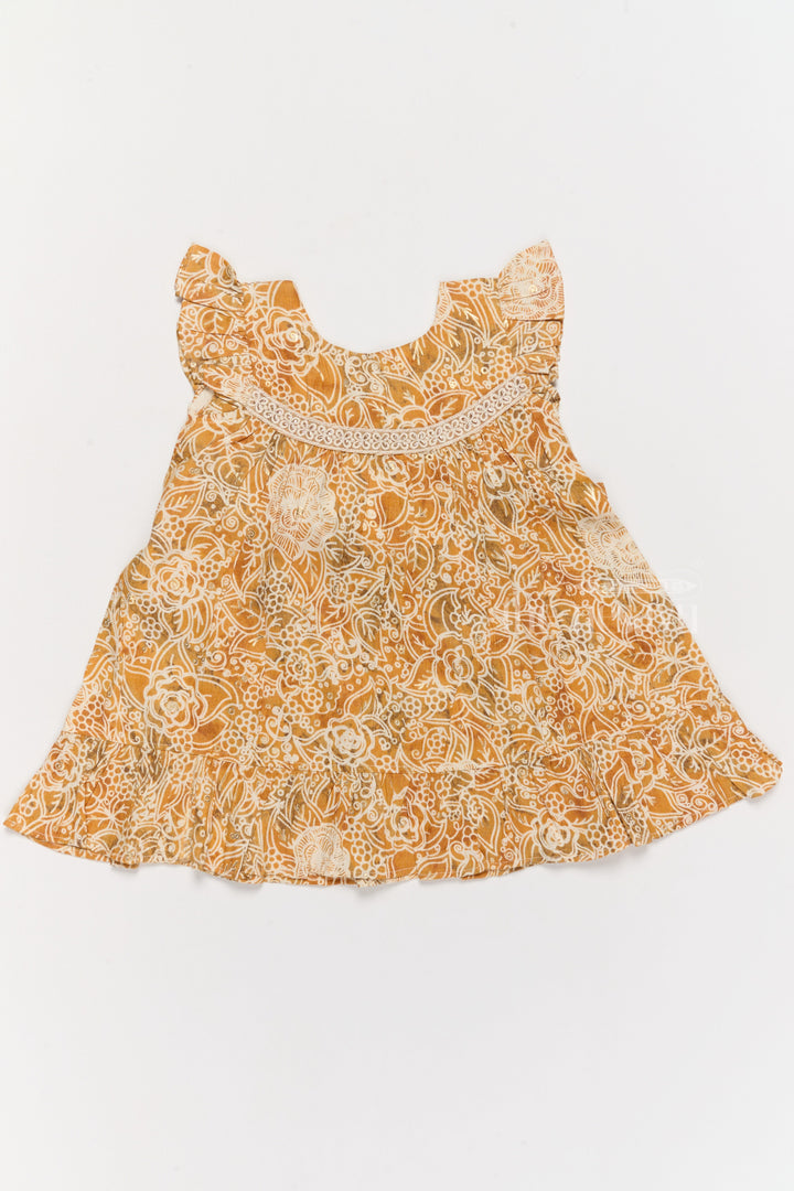 The Nesavu Girls Cotton Frock Elegant Girls Cotton Summer Dress with Vibrant Floral Pattern and Delicate Lace Design Nesavu Nesavu Girls Cotton Summer Dress Floral Print Lace Embroidery Ruffle Details Casual Wear