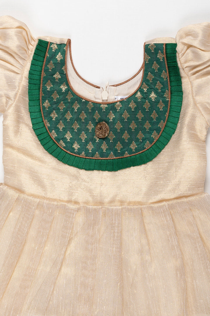 The Nesavu Silk Frock Elegant Girls Pattu Silk Frock - Luxurious Banarsi Style for Onam and Vishu Nesavu Traditional Girls Pattu Silk Frocks | Embrace Onam and Vishu in Style | The Nesavu