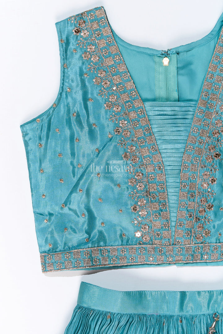 The Nesavu Girls Lehenga Choli Elegant Long Choli Lehenga for Girls with Shimmering Chinon Silk and Embellished Dupatta Nesavu Nesavu Elegant Long Choli Lehenga Girls Shimmering Chinon Silk Embellished Dupatta