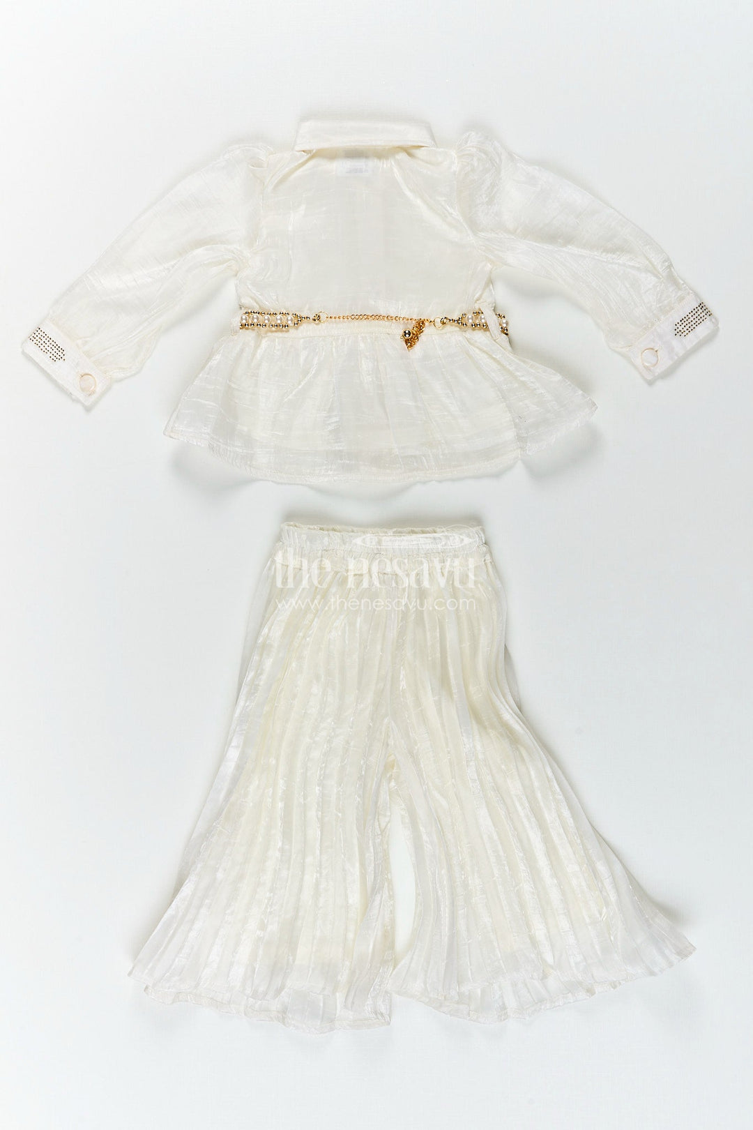 The Nesavu Elegant party set for toddler girls with collar top and pleated pants Nesavu Nesavu party set toddler girls pleated pants collared top  ideal evening celebrations