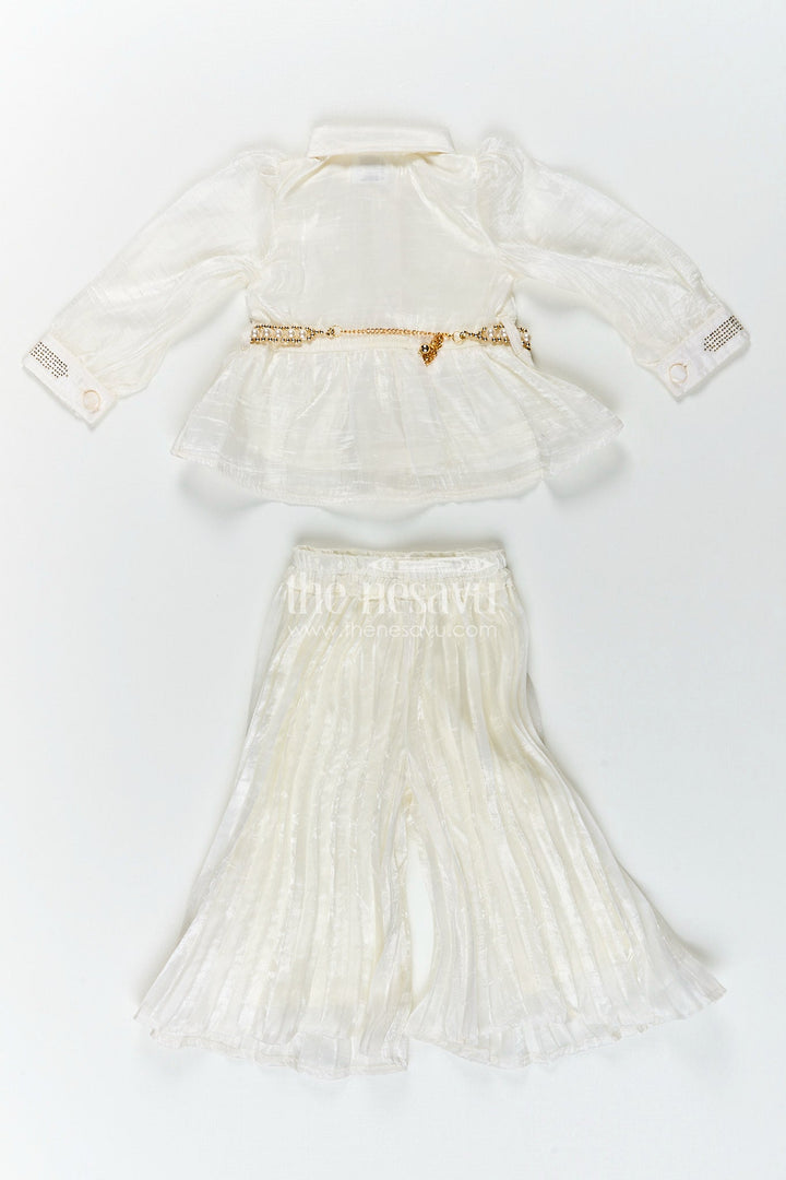 The Nesavu Elegant party set for toddler girls with collar top and pleated pants Nesavu Nesavu party set toddler girls pleated pants collared top  ideal evening celebrations