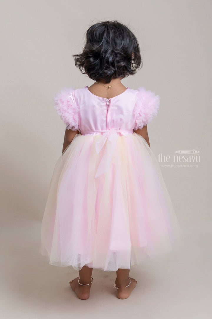 The Nesavu Girls Tutu Frock Elegant Pink Party Frock With Pearl Sequenced Neck Design For Girls Nesavu Fashionable party frocks | High-quality party frocks | The Nesavu