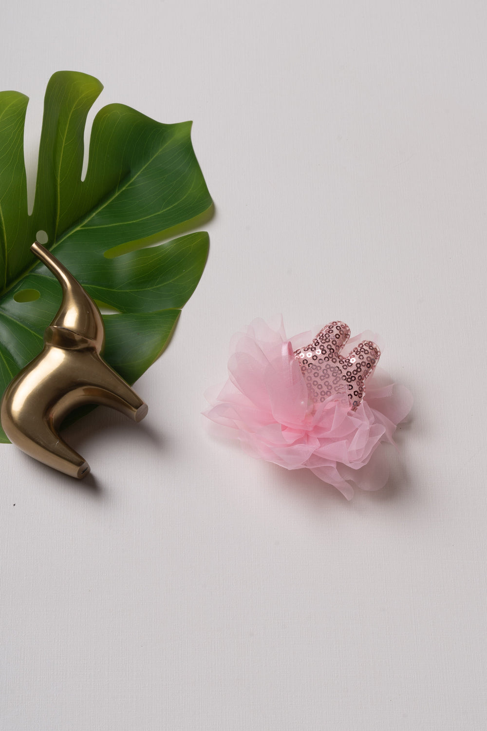 The Nesavu Hair Clip Elegant Pink Tulle Flower Hair Clip with Sequin Details Nesavu Pink JHCL65A Pink Tulle Sequined Flower Clip | Delicate Hair Accessory for Special Occasions | The Nesavu
