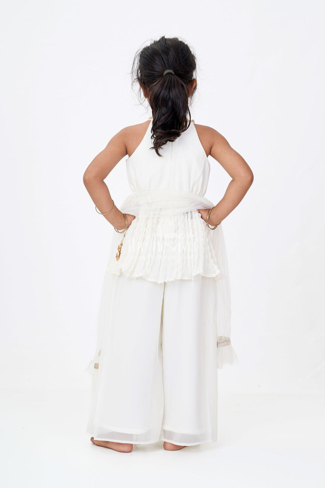 The Nesavu Girls Sharara / Plazo Set Elegant Plazo Traditional Dress for Girls with Georgette Embroidery and Sequin Detailing Nesavu Nesavu Elegant Plazo Traditional Dress Girls Georgette Embroidery Sequin Detailing