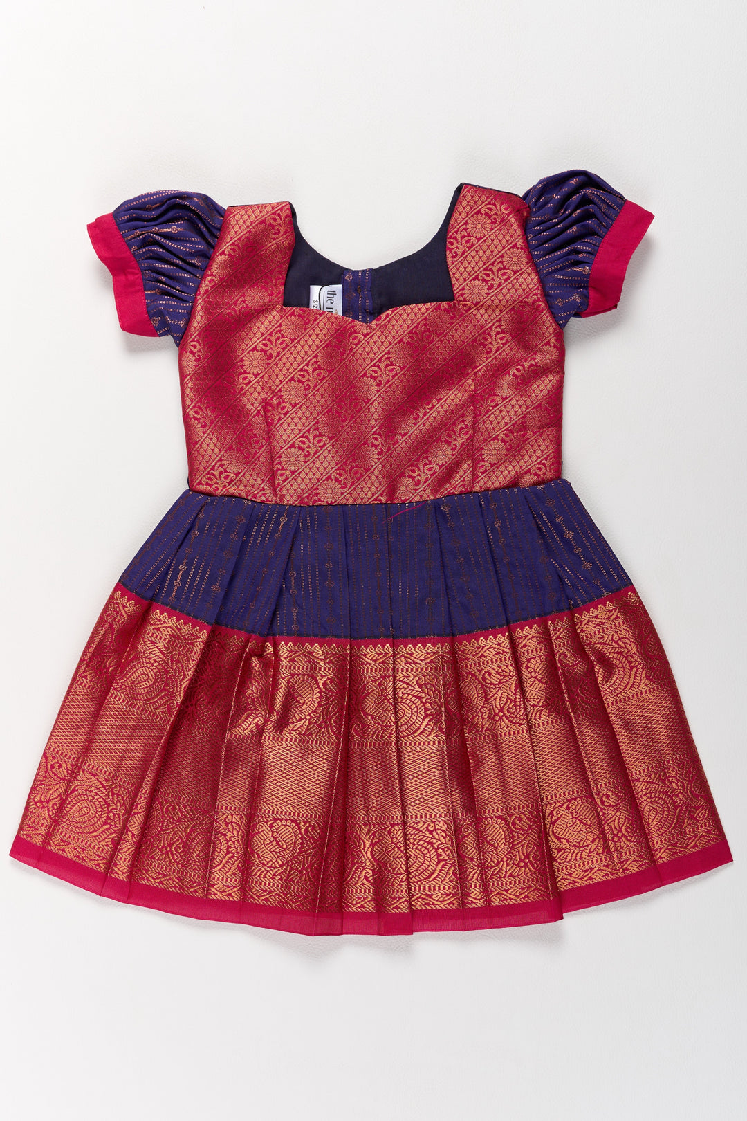The Nesavu Girls Kanchi Silk Frock Elegant Purple and Red Pattu Pavadai for Girls with Zari Borders and Pleated Skirt Nesavu Nesavu Elegant Purple Red Pattu Pavadai Girls Zari Borders Pleated Skirt