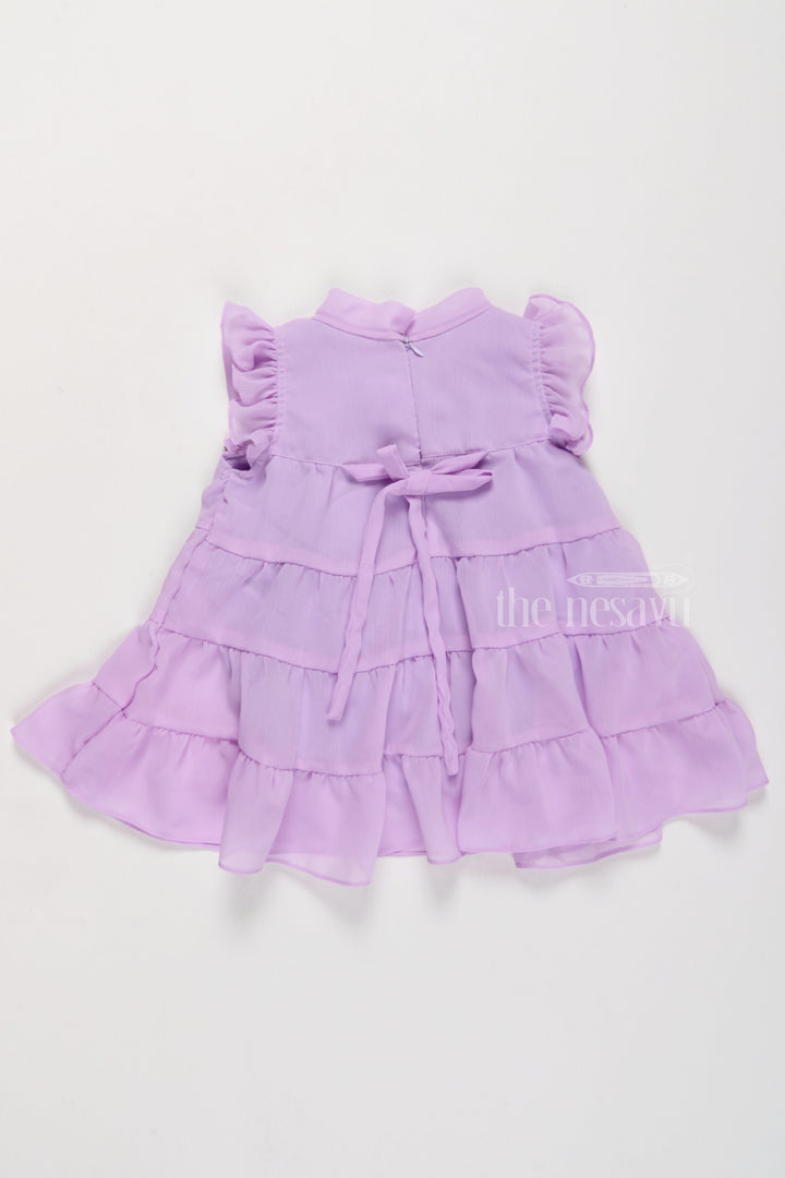 The Nesavu Girls Fancy Frock Elegant Purple Girls Dressing Gown with Layered Ruffle Design Nesavu Purple Layered Ruffle Girls Dressing Gown Nesavu Special Occasions