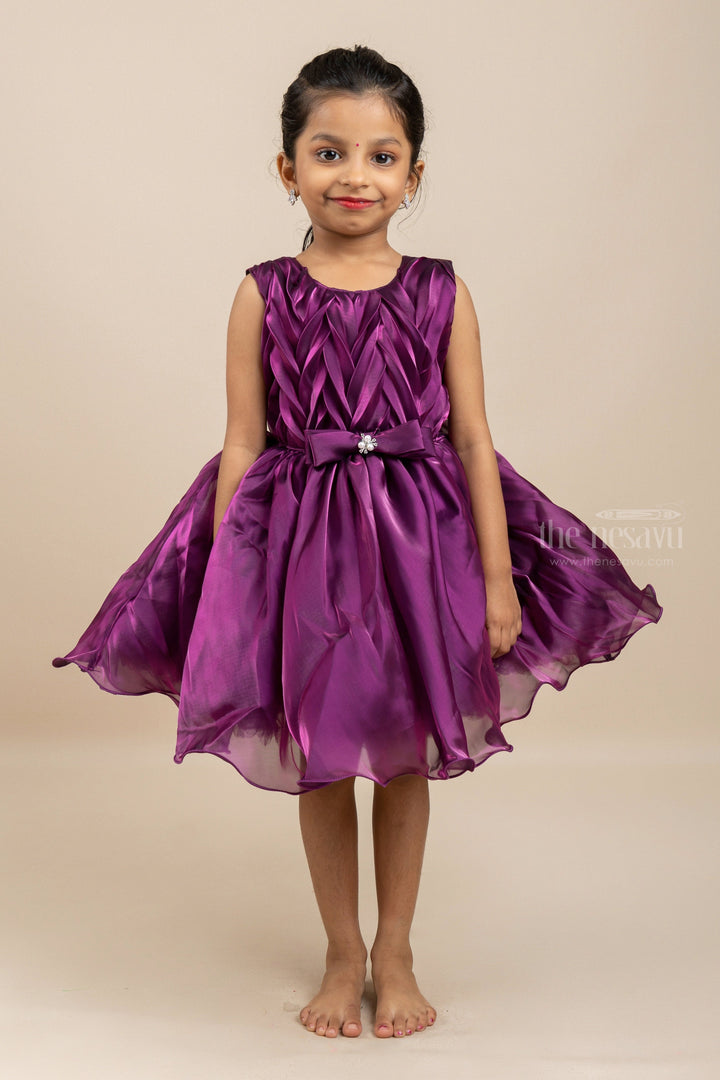 The Nesavu Girls Fancy Party Frock Elegant Shining Pin-Tucked Party Gown For Baby Girls Nesavu 16 (1Y) / Purple PF71C-16 Girls Online Shopping Gown Design Ideas At The Nesavu