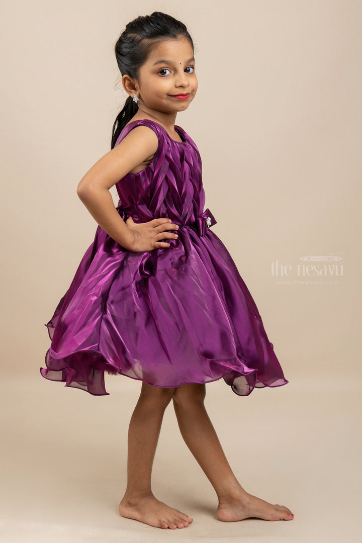 The Nesavu Girls Fancy Party Frock Elegant Shining Pin-Tucked Party Gown For Baby Girls Nesavu Girls Online Shopping Gown Design Ideas At The Nesavu