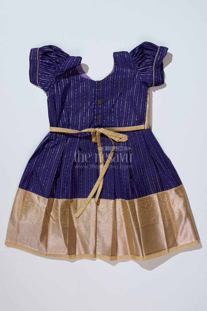 The Nesavu Girls Kanchi Silk Frock Elegant Silk Dresses Online for Girls with Kanchipuram Inspired Fabric and Gold Zari Pleated Border Nesavu Nesavu Silk Dresses Online Girls Kanchipuram Inspired Fabric Gold Zari Pleated Border