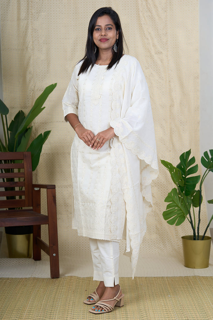 White Cotton Salwar White Chikankari Cotton Salwar Kameez Set