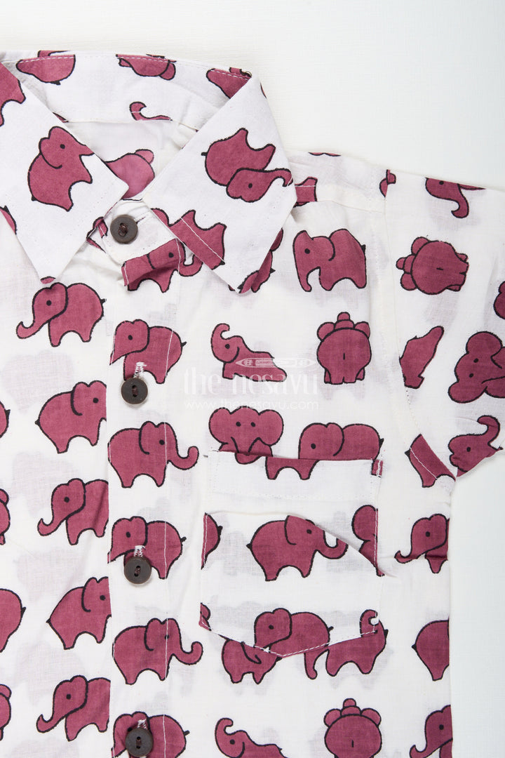 The Nesavu Boys Casual Set Elephant print cotton set for toddler boys' summer wardrobe Nesavu Nesavu toddler boys cotton co-ord set cute elephant print  breathable outfit summer days