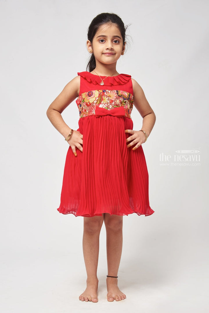 The Nesavu Girls Fancy Frock Embellished Ballroom Style Frock with Sparkle Accents for Girls Nesavu 16 (1Y) / Pink / Georgette GFC1123B-16 Shift Dress For Kids - Fancy Kids Frock Elegance For Photoshoots | The Nesavu
