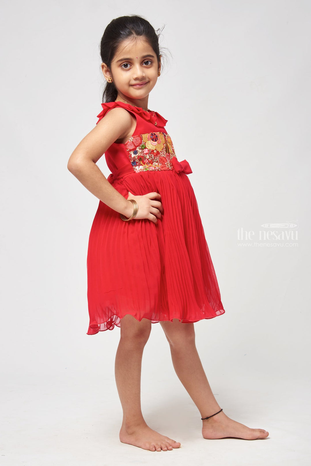 The Nesavu Girls Fancy Frock Embellished Ballroom Style Frock with Sparkle Accents for Girls Nesavu Shift Dress For Kids - Fancy Kids Frock Elegance For Photoshoots | The Nesavu