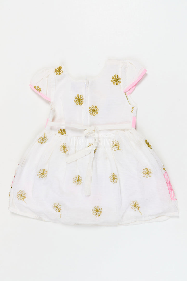 The Nesavu Girls Cotton Frock Embroidered Cotton Frock for Baby Girls’ Weekend Outings Nesavu Nesavu cotton frock for baby girls with floral embroidery and bow detail – weekend wear