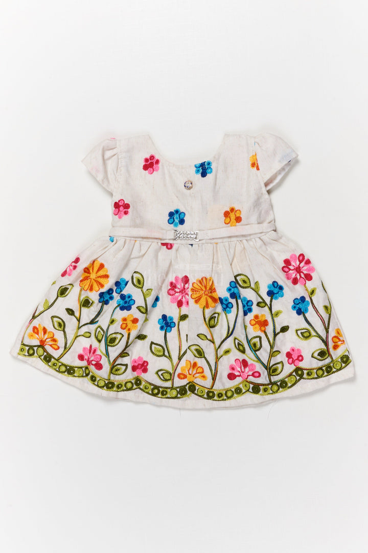 The Nesavu Baby Cotton Frocks Embroidered Cotton Frock for Baby Girls with Floral Detailing Nesavu 14 (6M) / Multicolor BFJ899A-14 Nesavu baby girl embroidered cotton frock with floral threadwork
