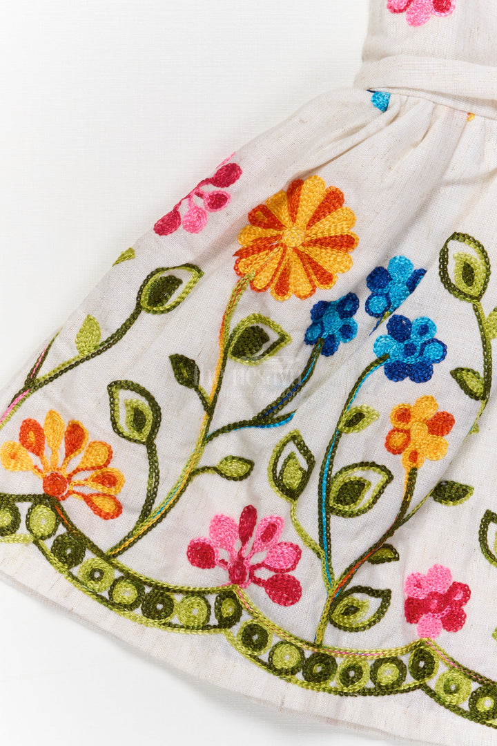 The Nesavu Baby Cotton Frocks Embroidered Cotton Frock for Baby Girls with Floral Detailing Nesavu Nesavu baby girl embroidered cotton frock with floral threadwork