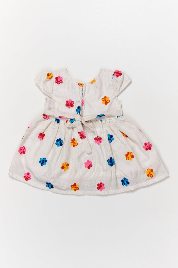 The Nesavu Baby Cotton Frocks Embroidered Cotton Frock for Baby Girls with Floral Detailing Nesavu Nesavu baby girl embroidered cotton frock with floral threadwork