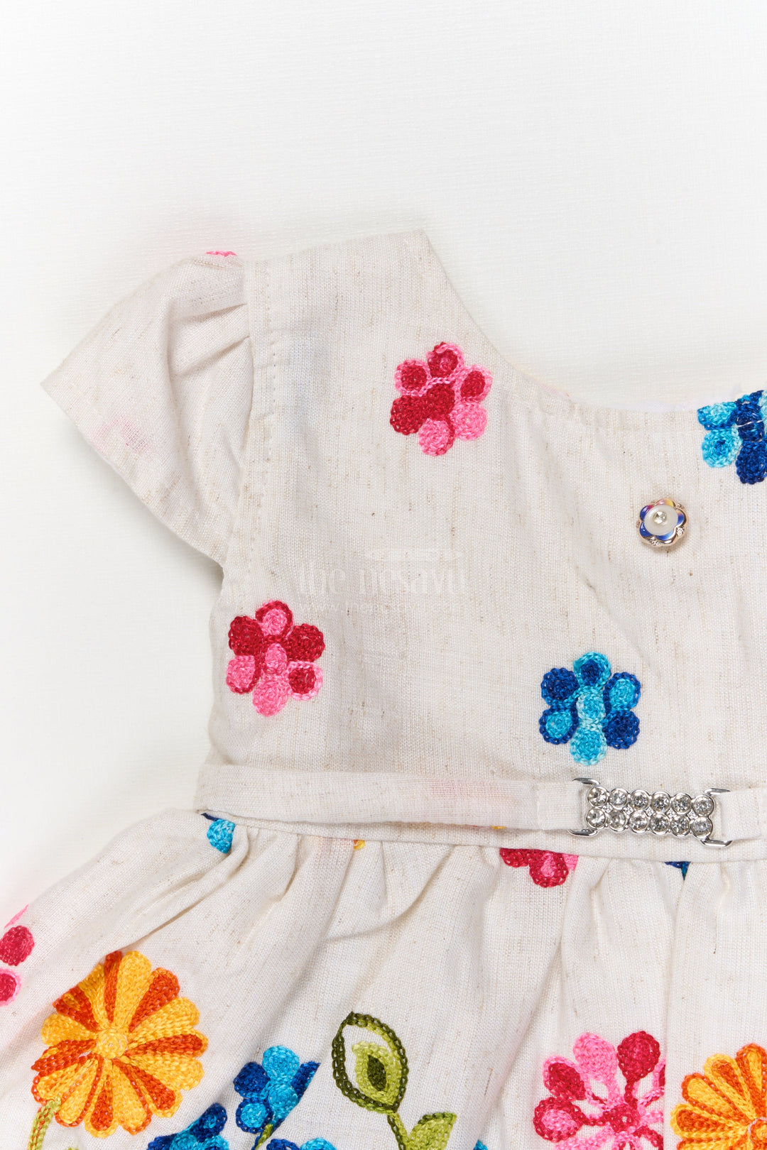 The Nesavu Baby Cotton Frocks Embroidered Cotton Frock for Baby Girls with Floral Detailing Nesavu Nesavu baby girl embroidered cotton frock with floral threadwork