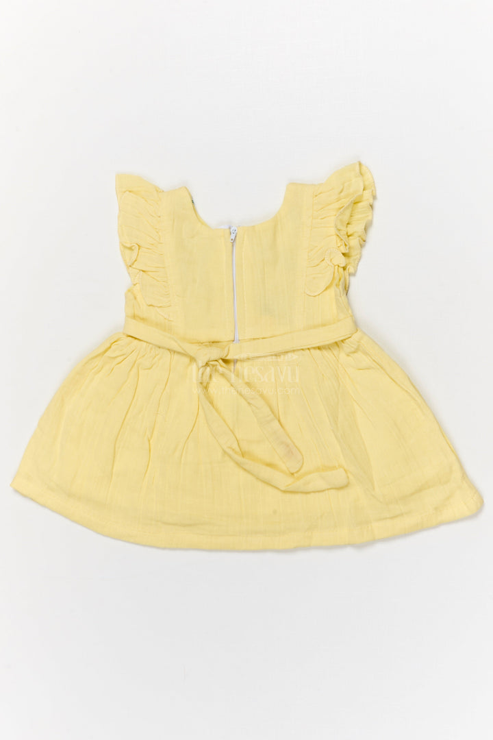 The Nesavu Baby Cotton Frocks Embroidered Cotton Frock for Baby Girls with Ruffle Sleeves and Pleated Flare Nesavu Nesavu baby girl cotton frock with floral embroidery and ruffled sleeves for traditional celebrations