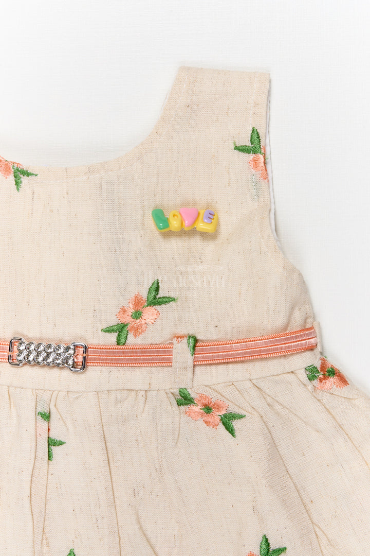 The Nesavu Baby Cotton Frocks Embroidered Cotton Frock for Toddler Girls with Belt for Family Functions Nesavu Nesavu embroidered cotton frock for toddler girls with pleats and belt for family occasions