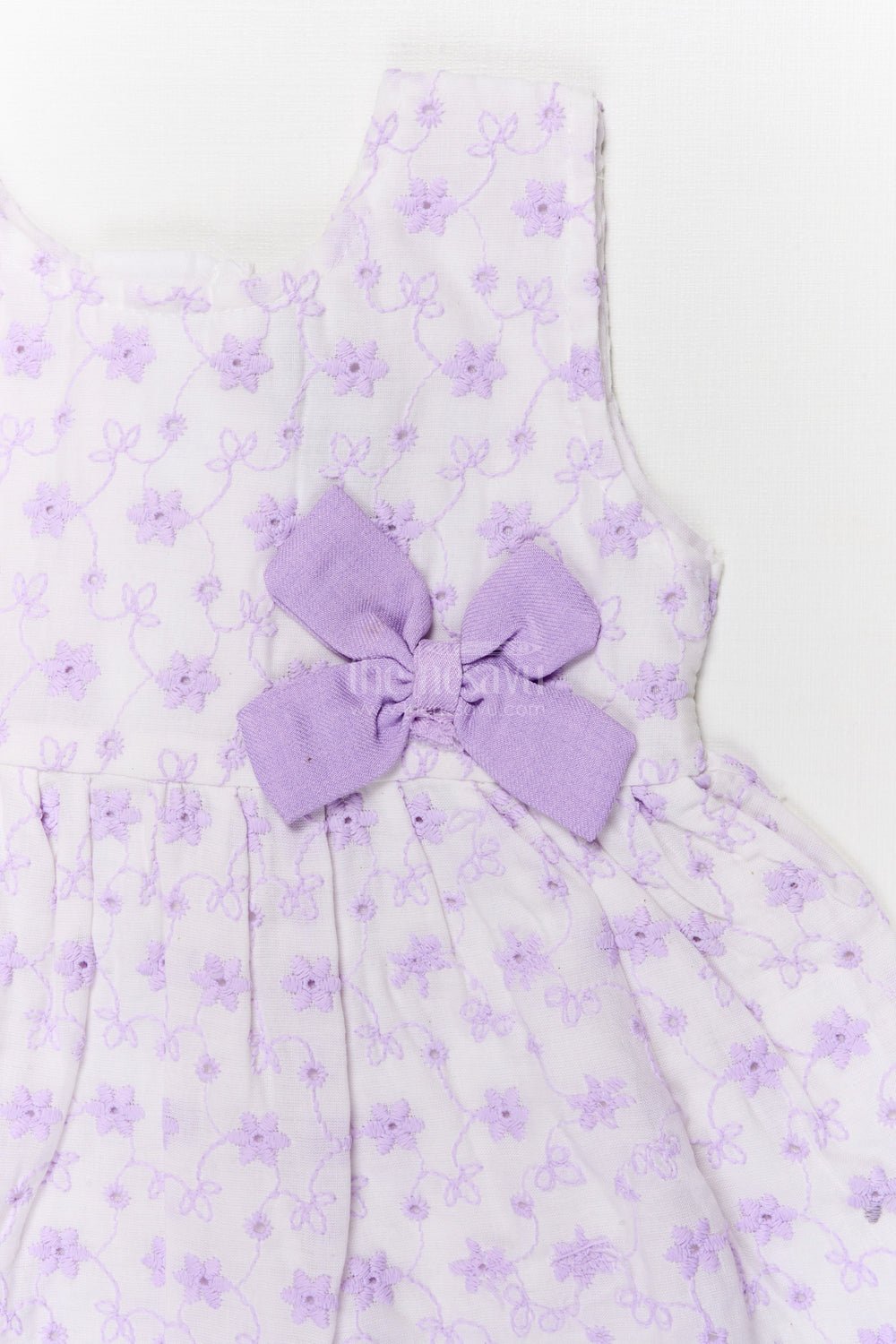 The Nesavu Baby Cotton Frocks Embroidered Cotton Frock for Toddler Girls with Sleeveless Design Nesavu Nesavu toddler girl cotton frock with embroidery and bow for playdates and everyday comfort