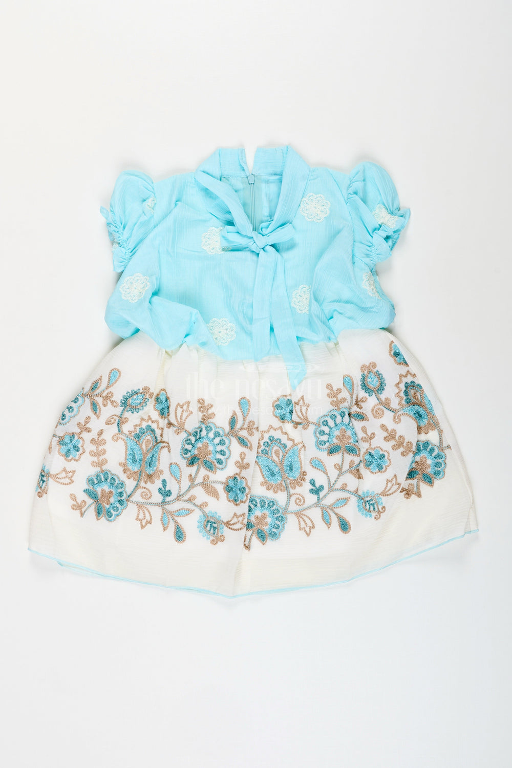 The Nesavu Embroidered frock for toddler girls for birthday and photo day Nesavu 20 (3Y) / Blue GFC1824B-20 Nesavu toddler girl frock embroidery birthdays special occasions