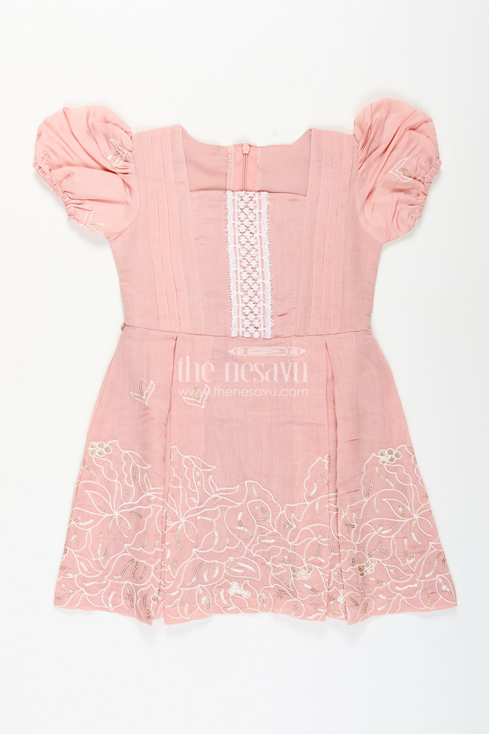 The Nesavu Embroidered frock for toddler girls for birthdays and special outings Nesavu 20 (3Y) / Pink GFC1827A-20 Nesavu toddler girl frock embroidery birthdays indoor festive occasions