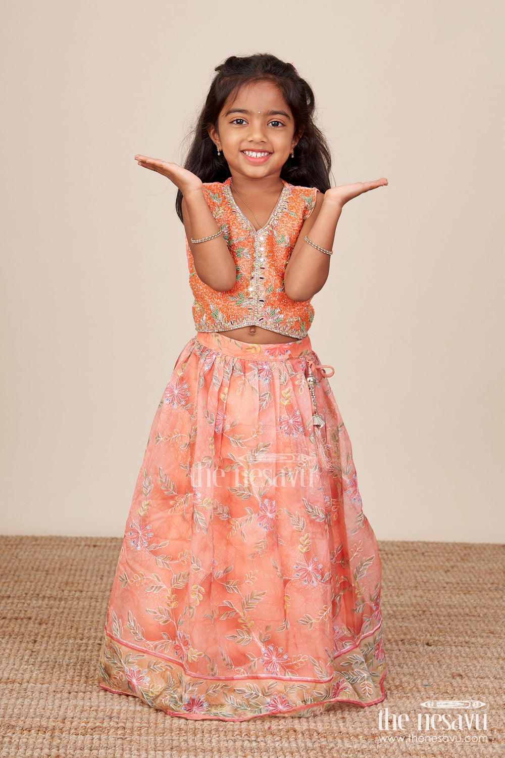 Nesavu baby girl embroidered lehenga choli floral print weddings