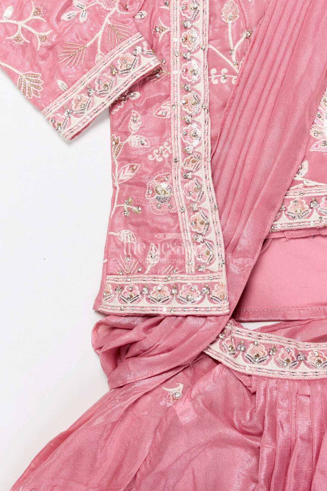 The Nesavu Girls Lehenga Choli Embroidered Lehenga Choli Set for Girls Ideal for Festive Functions Nesavu Nesavu tissue silk lehenga choli embroidery girls perfect birthdays ethnic functions