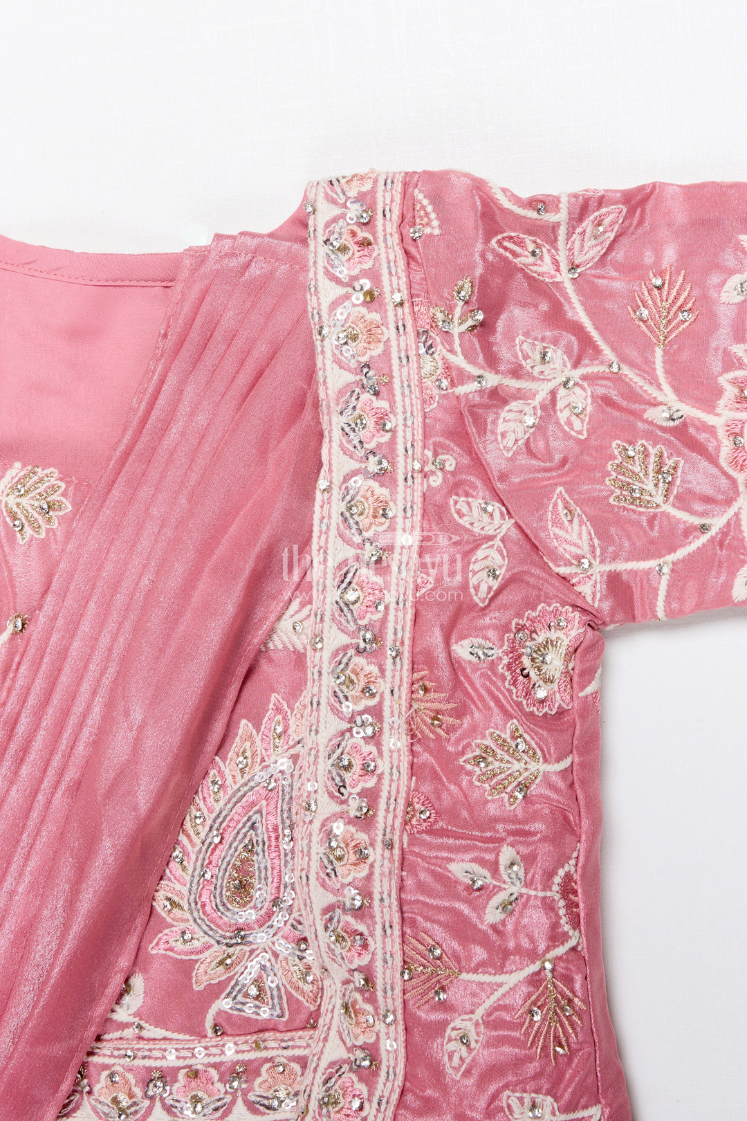 The Nesavu Girls Lehenga Choli Embroidered Lehenga Choli Set for Girls Ideal for Festive Functions Nesavu Nesavu tissue silk lehenga choli embroidery girls perfect birthdays ethnic functions