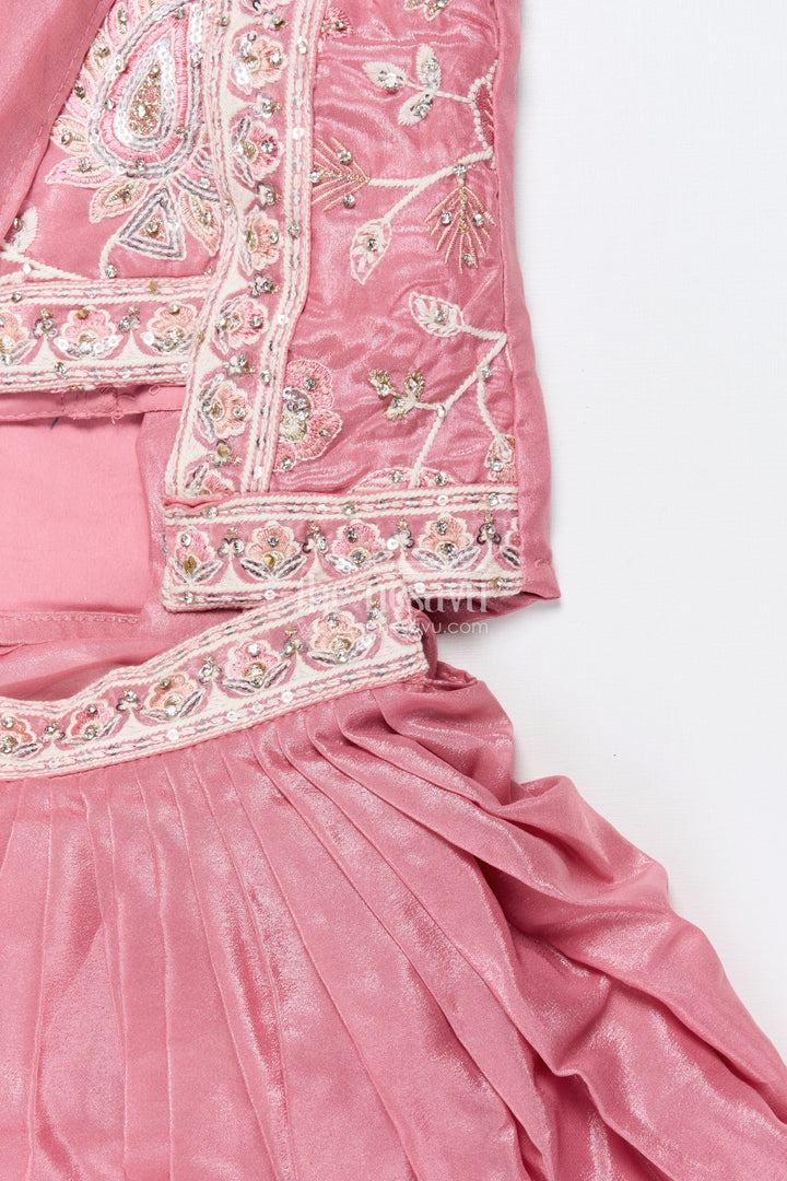 The Nesavu Girls Lehenga Choli Embroidered Lehenga Choli Set for Girls Ideal for Festive Functions Nesavu Nesavu tissue silk lehenga choli embroidery girls perfect birthdays ethnic functions