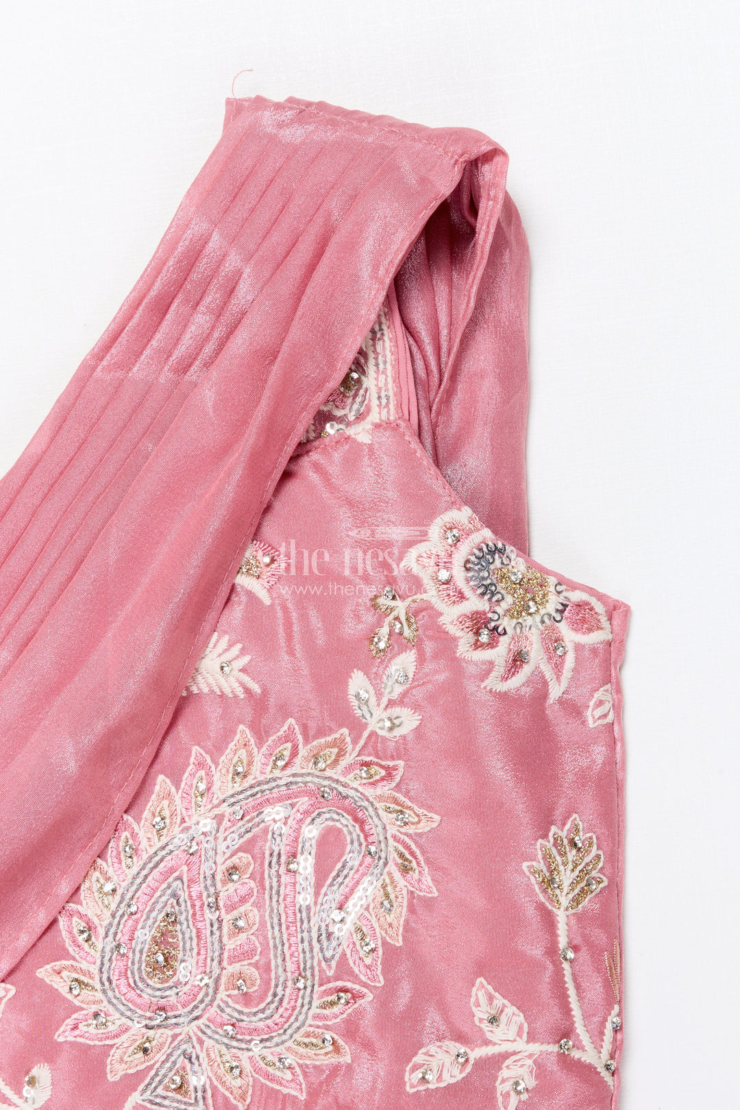 The Nesavu Girls Lehenga Choli Embroidered Lehenga Choli Set for Girls Ideal for Festive Functions Nesavu Nesavu tissue silk lehenga choli embroidery girls perfect birthdays ethnic functions