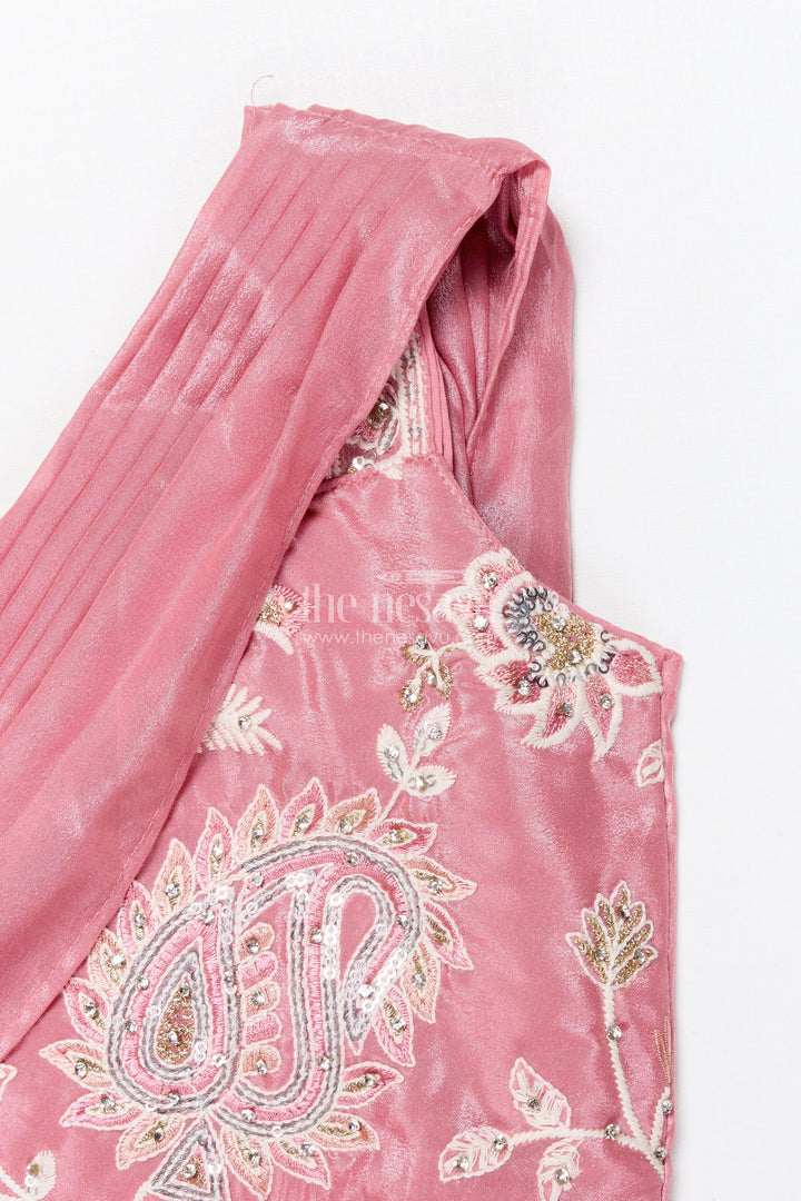 The Nesavu Girls Lehenga Choli Embroidered Lehenga Choli Set for Girls Ideal for Festive Functions Nesavu Nesavu tissue silk lehenga choli embroidery girls perfect birthdays ethnic functions
