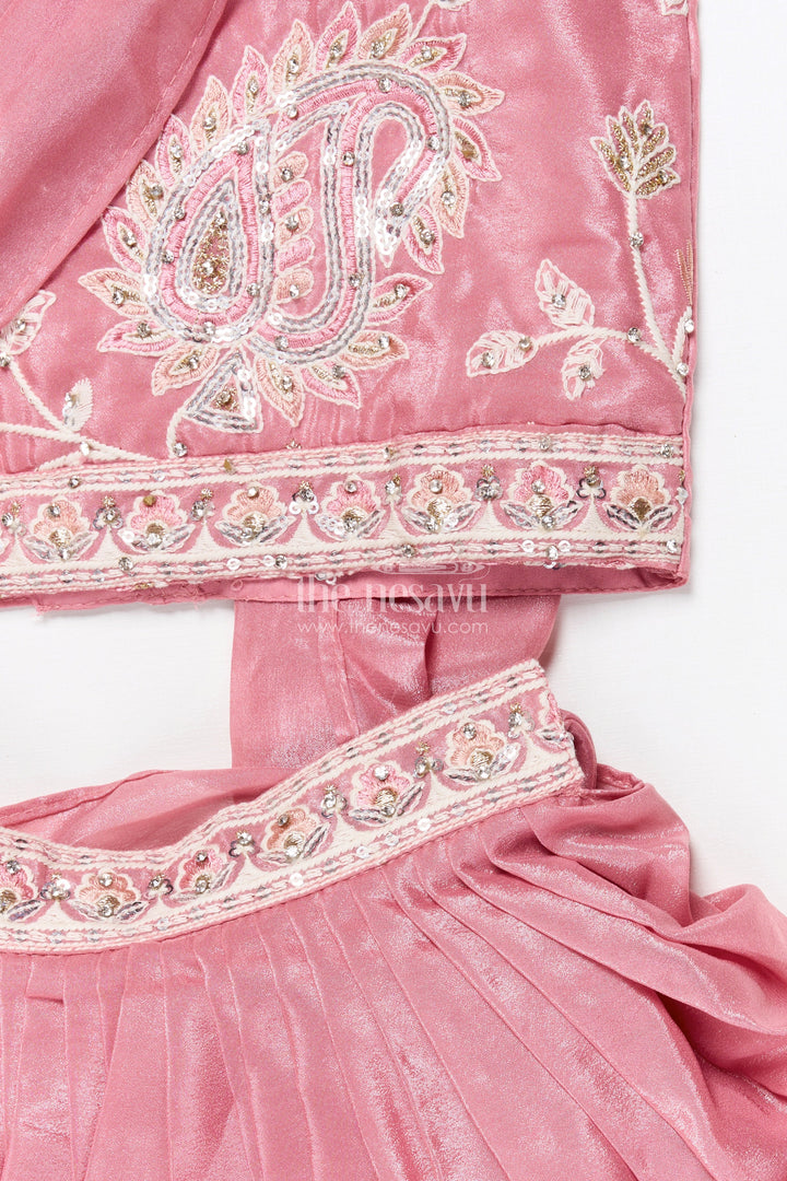 The Nesavu Girls Lehenga Choli Embroidered Lehenga Choli Set for Girls Ideal for Festive Functions Nesavu Nesavu tissue silk lehenga choli embroidery girls perfect birthdays ethnic functions