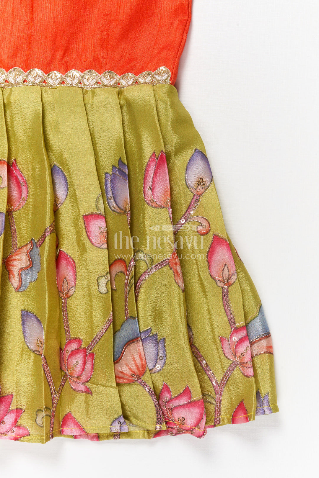 The Nesavu Silk Embroidered Frock Embroidered Silk Frock for Baby Girls for Birthday and School Celebrations Nesavu Nesavu embroidered silk frock for baby girls with floral art skirt – perfect for birthdays and ethnic day events