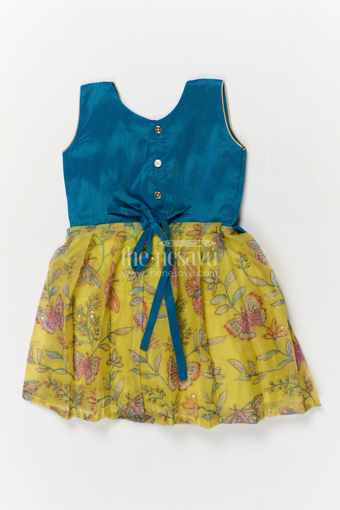 The Nesavu Silk Embroidered Frock Embroidered Silk Frock for Toddlers for Birthdays and Playful Events Nesavu Nesavu embroidered silk frock for toddlers with butterfly organza skirt – perfect for birthdays and photoshoots