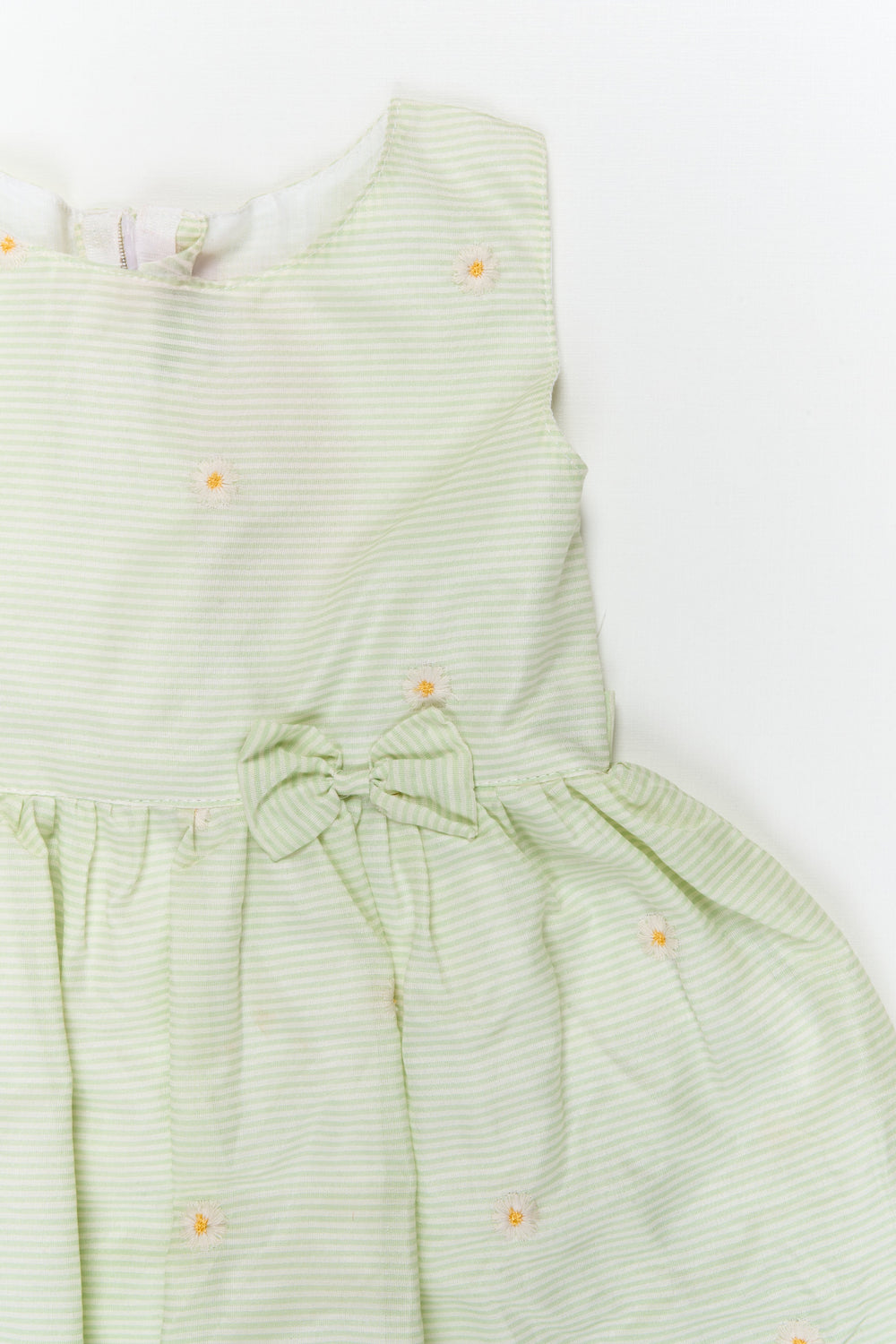 The Nesavu Girls Cotton Frock Embroidered Stripe Frock with Classic Charm for Toddlers and Little Girls Nesavu Nesavu floral embroidered striped cotton frock – everyday elegance for girls