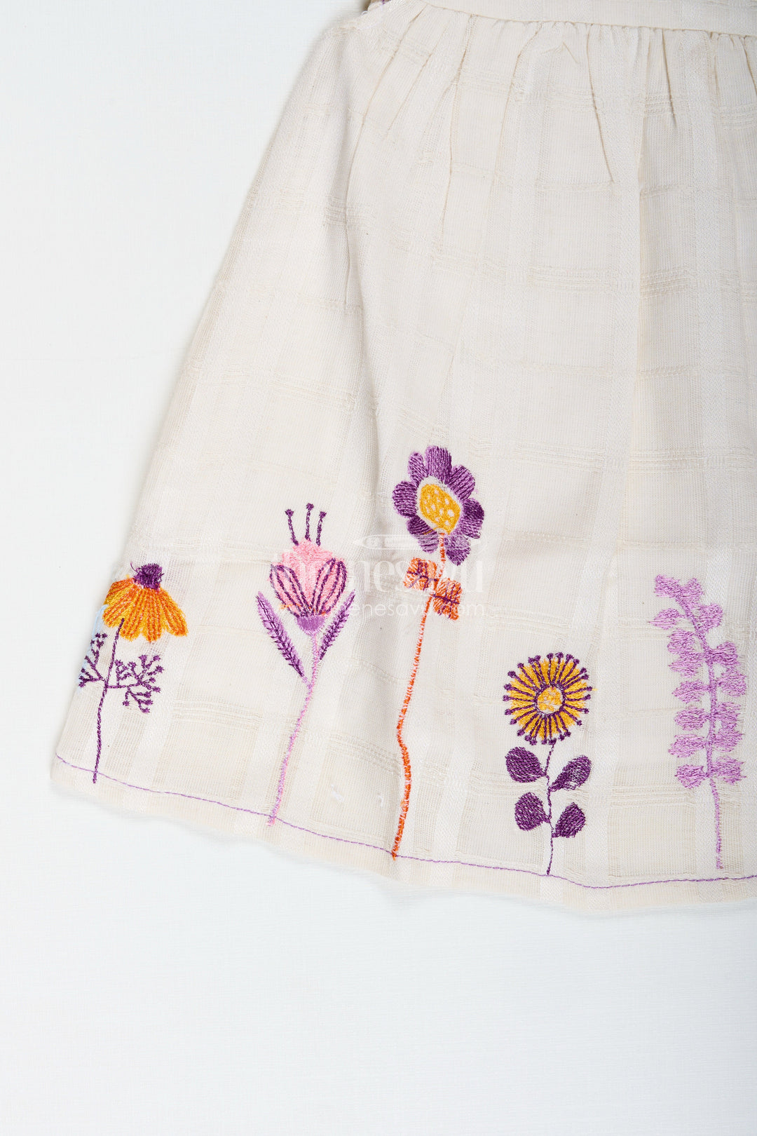 The Nesavu Baby Cotton Frocks Embroidered Summer Frock for Baby Girls in Cotton Nesavu Nesavu Cotton Summer Frock Baby Girls Multicolor Embroidery Sleeveless Ruffle Design