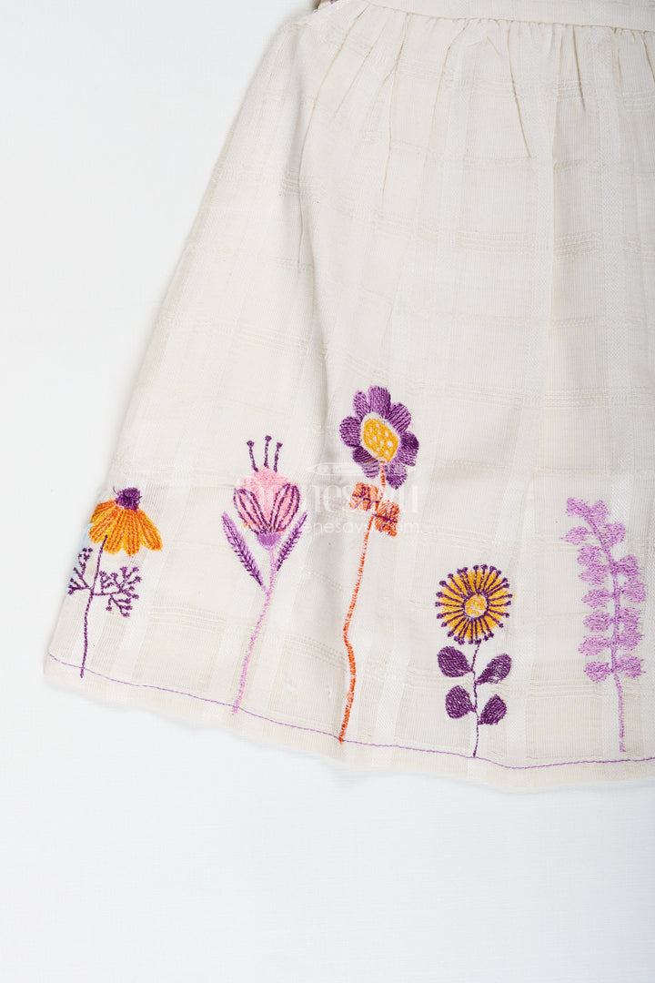 The Nesavu Baby Cotton Frocks Embroidered Summer Frock for Baby Girls in Cotton Nesavu Nesavu Cotton Summer Frock Baby Girls Multicolor Embroidery Sleeveless Ruffle Design