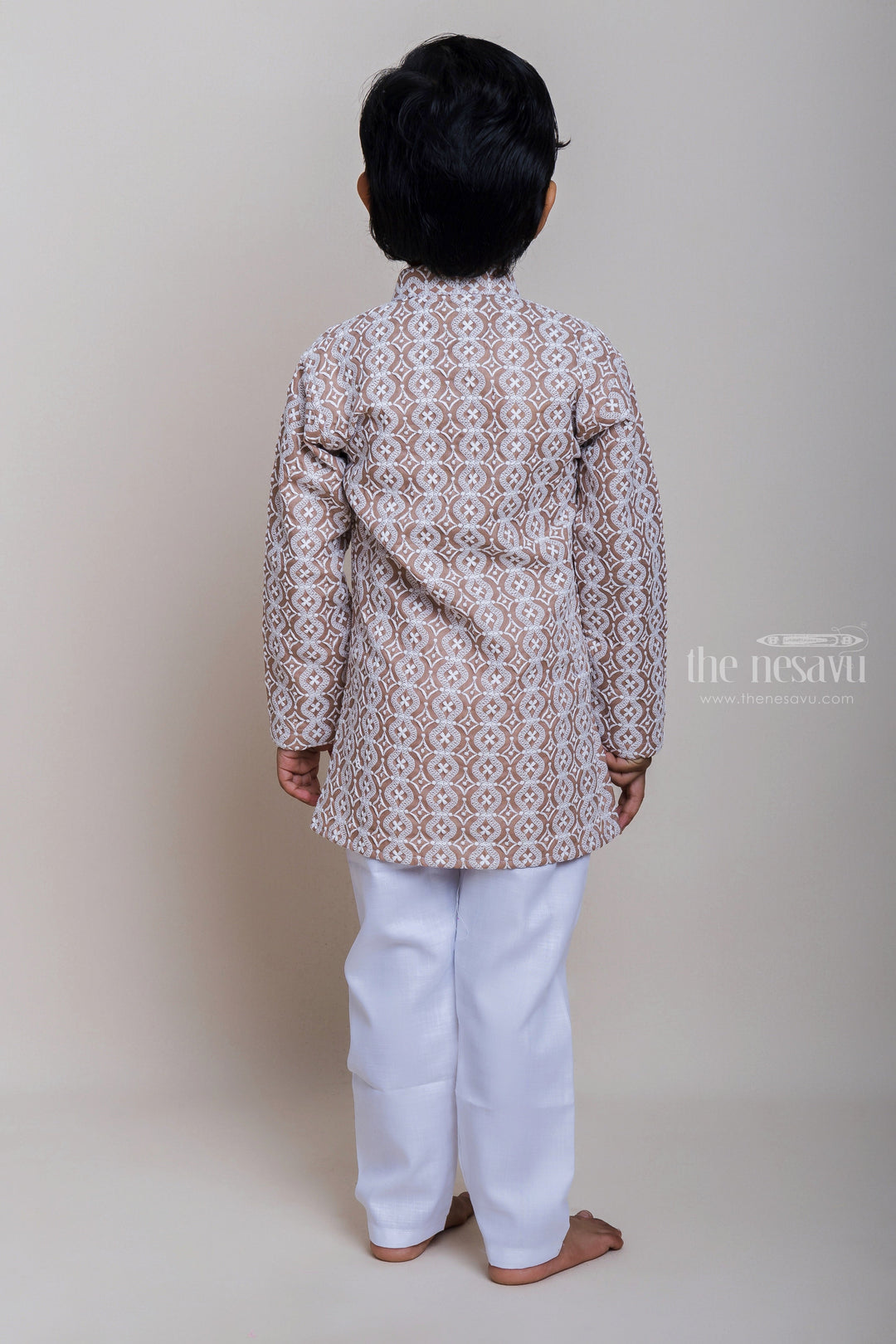 The Nesavu Boys Kurtha Set Embroidery Heavy Full Hand Grey Kurta With Adjustable White Pants For Boys Nesavu Daily Wear Kurta And Pant 2023| New Collection| The Nesavu