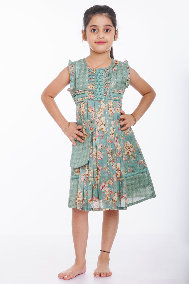 The Nesavu Girls Cotton Frock Enchanted Bloom: Girls Enchanting Cotton Frock with Floral Accents Nesavu Buy the Latest Toddler Cotton Frock Designs | Perfect Summer Wardrobe Addition | The Nesavu